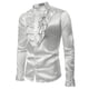 thumbnail image 1 of Blusa y camisa de manga larga con cuello alto para hombre, estilo informal, con botones y retazos, de poliéster., 1 of 2