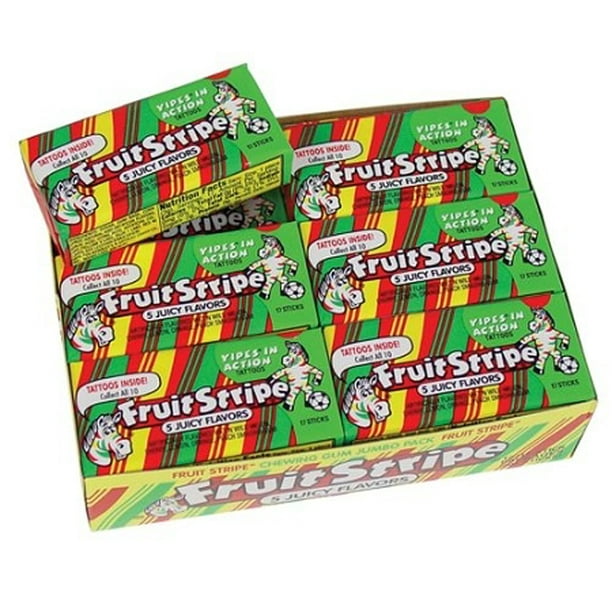 Farleys & Sathers Candy Fruit Stripe Chewing Gum, 12 ea