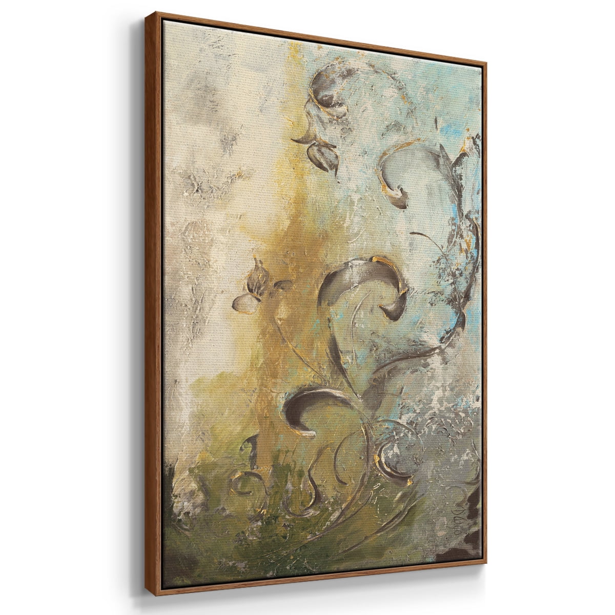 Enchanted Garden I Framed Premium Gallery Wrapped Canvas - Ready to Hang - 25 x 37 - Walnut Floating Frame