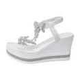 thumbnail image 2 of Shoes for Women Sandals Oofos Slippers for Women Women's Fashion Casual Spring Rhinestone Thick-Soled Wedge Sandals White, 2 of 7
