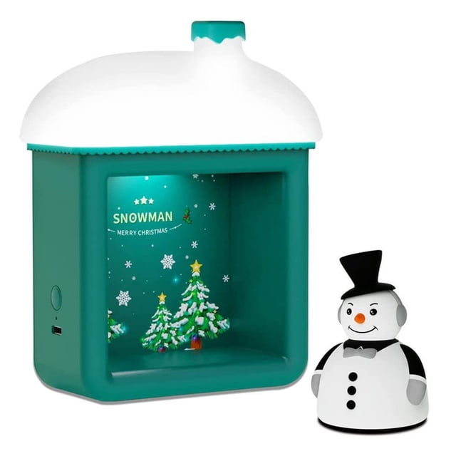 Lumière de Nuit 3D Maison de Père Noël Verte avec Poupée Claus Adorable, Modes à Double Interrupteur (Pression Bouton/insert Poupée), 3 Réglages de Luminosité (Full/secondaire/tertiaire), Charge Rapide USB-C (2H Charge, 10.5-36H)