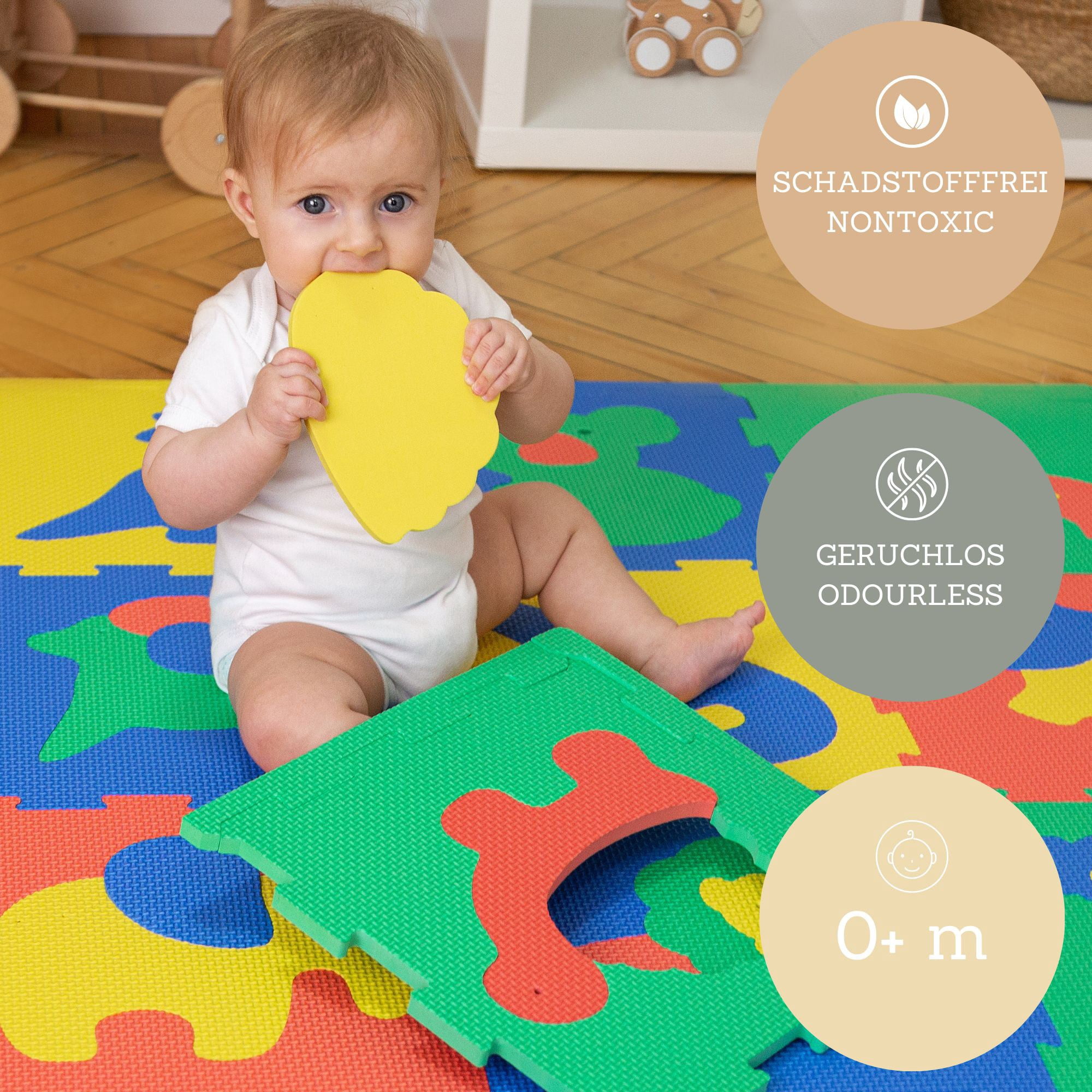 Hakuna Matte: Stylish Baby Play Mat: Safari - 47x35", 12 Foam Floor Tiles, Removable Animal Shapes, Colorful Thick Puzzle Mat For Crawling & Playtime