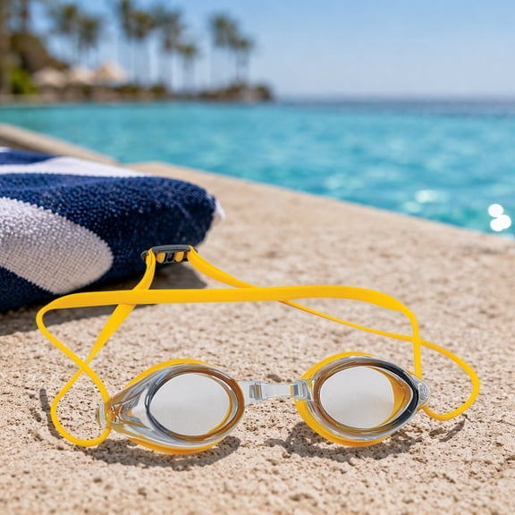 Pool Central 7" Yellow Competition Swimming Pool Goggles