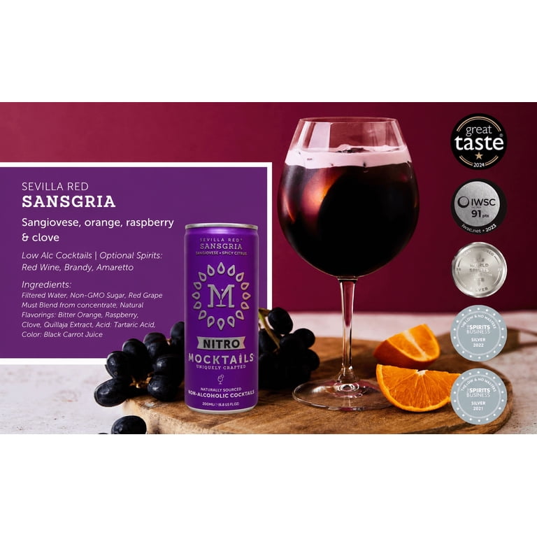 Mocktails Uniquely Crafted Sevilla Red Sangria, 6.8 fl oz, 4 Pack