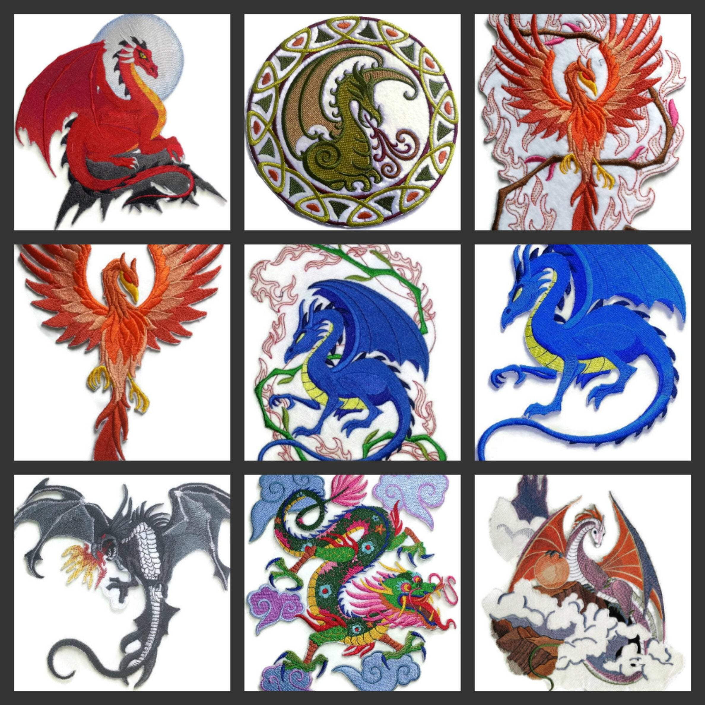 Custom Medieval Red Dragon Embroidery Iron On/Sew Patch [6.88" x 7.5"]