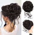 thumbnail image 1 of Chignon Désordonné de Deethens, Postiche Bouclé, Chouchous Bouclés, Pièces de Cheveux, Extension de Queue de Cheval, Chignon, Postiches pour Femmes et Filles (1 Paquet, Noir Brun), 1 of 8