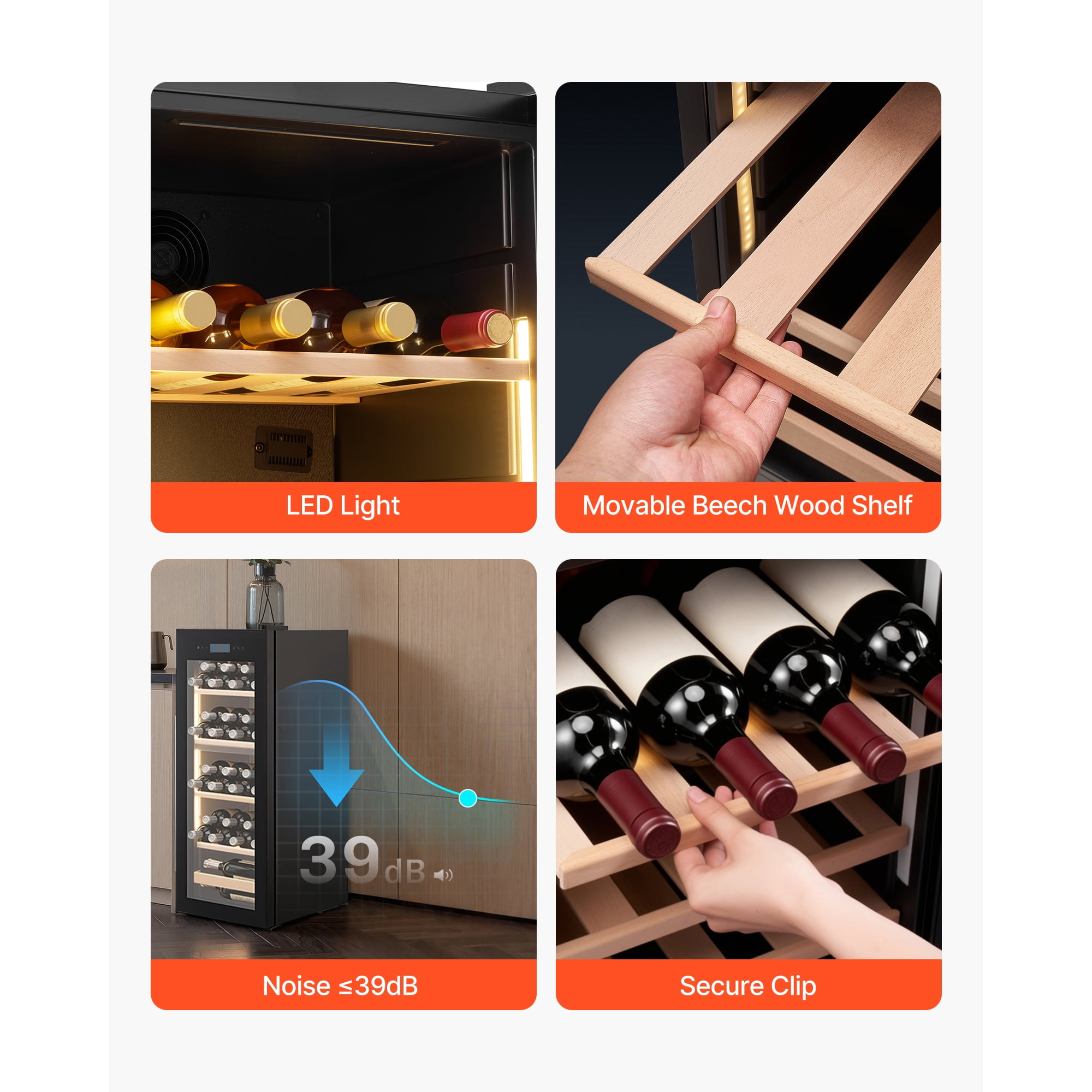 KFFKFF 32 Bottle Wine Fridge, Freestanding Wine Cooler with Dual Temperature Zones, Adjustable 41℉-65℉, Compact Refrigerator with Glass Door for Home, Office, Bar, Ideal for Red, White, Champagne