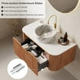 thumbnail image 5 of 24" Modern Bathroom Vanity with Sink, Floating Bathroom Cabinet with Ultra-Thin Marble Ceramic Basin and Top, Extra Large Storage Drawer, Soft-Close Design, Nature Wood, 5 of 6
