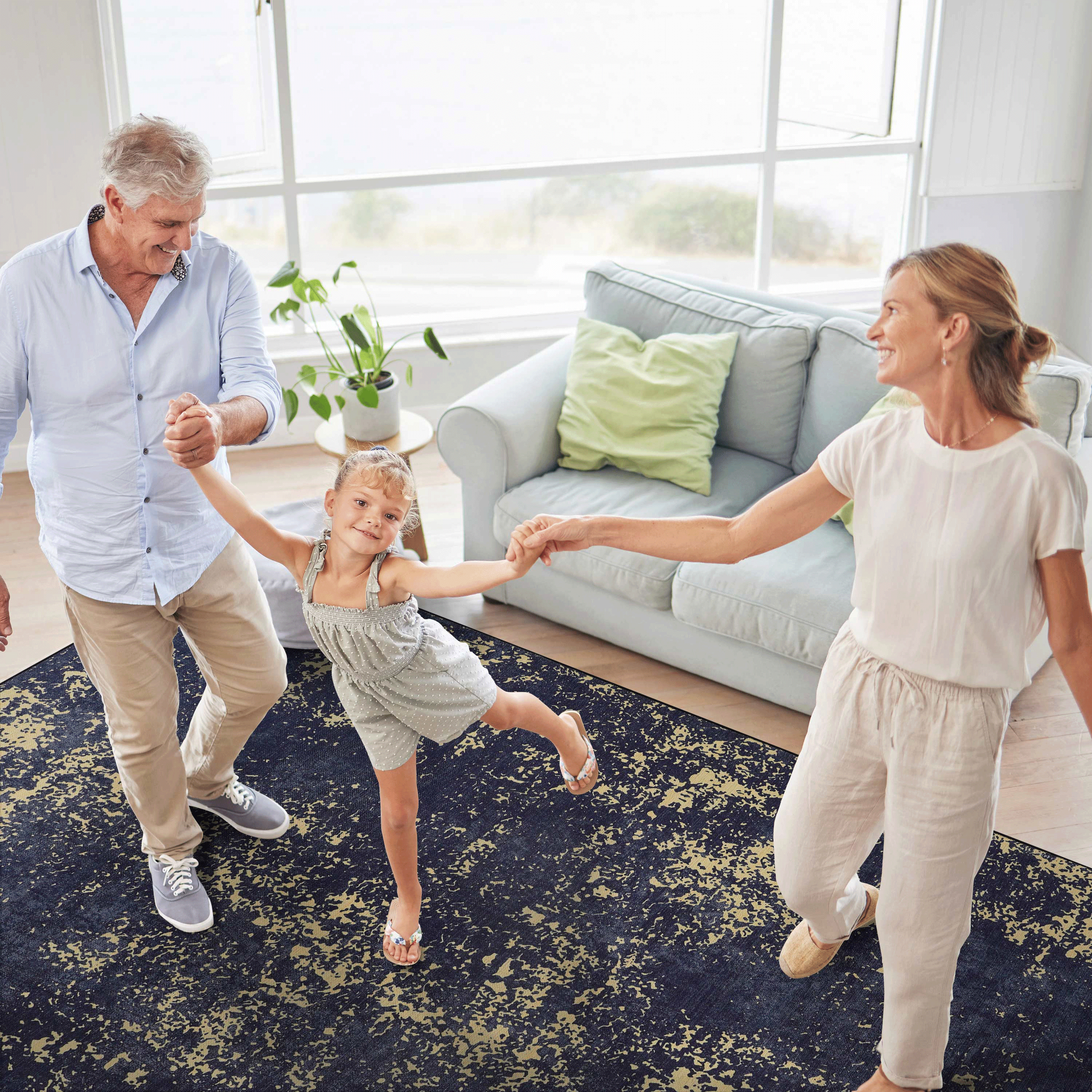 Washable Area Rug 5' x 8' Non-Slip Low Pile Chenille Rug Stain Resistant Indoor Carpet for Living Room Bedroom Dining Room Kitchen Hallway Playroom