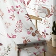 thumbnail image 5 of Sheer Curtains 72 inches Long, Vintage Farmhouse Flower Leaves Red Watercolor Style Light Filtering Sheer Window Curtains Rod Pocket Voile Drapes for Bedroom Living Room, 52"W x 72"L 2 Panels, 5 of 7