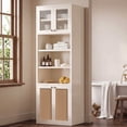 thumbnail image 2 of S-HOME 71” Tall Kitchen Pantry Cabinet Anti-Tip Organizer with Open Shelves and Rattan Doors Extra Deep 15.8 Inch for Storage Solutions, White, 2 of 9