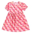 thumbnail image 2 of ITSAME Girls Summer Dress Puff Short Sleeve Cotton Heart Print Kids Loose Casual A-Line Dress Red Size 9-10, 2 of 7