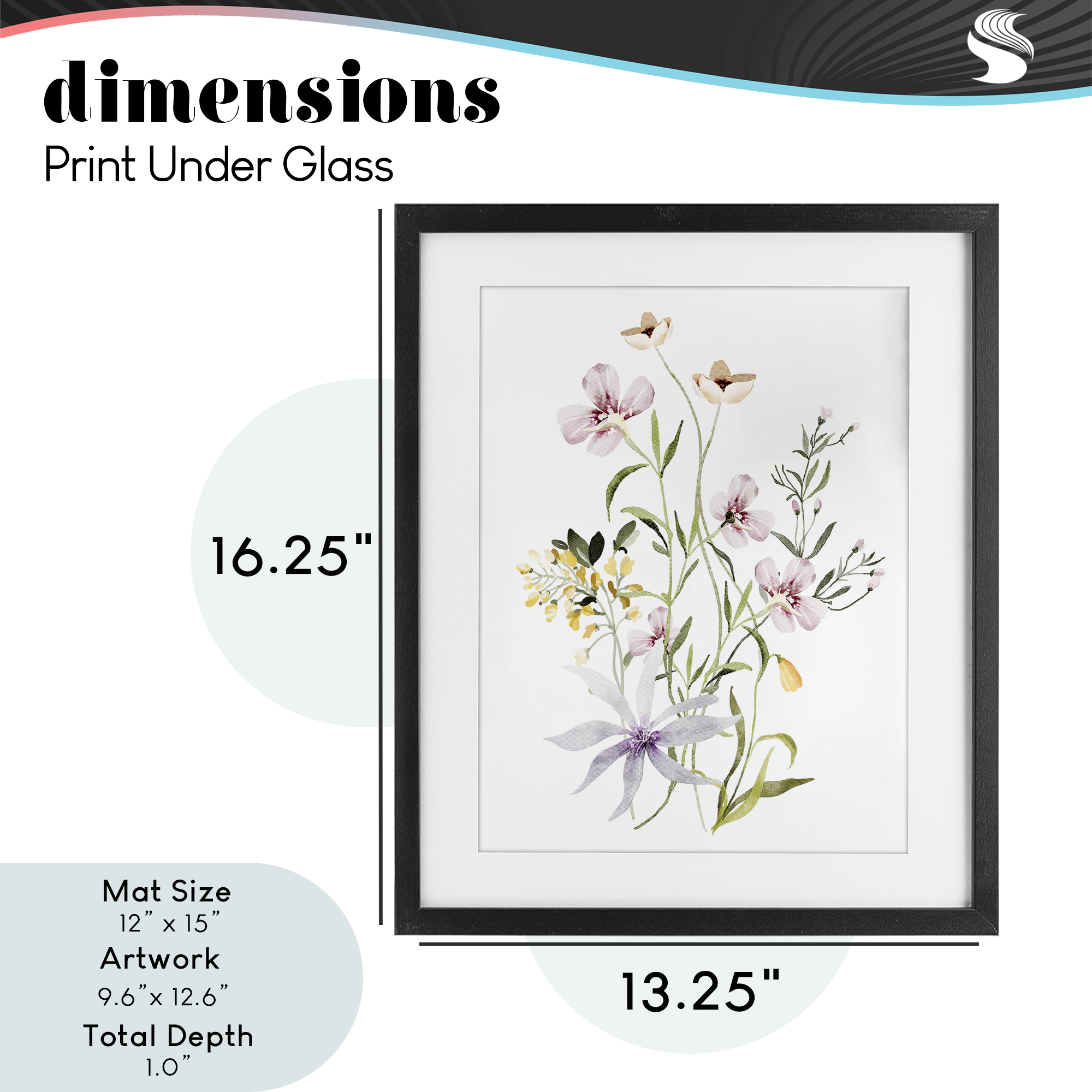 Floral Foliage Bundle Black Framed Print Under Glass, design by Lettered and Lined