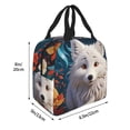 thumbnail image 2 of Yiaed White Wolf With Flowers Print Insulated Lunch Bag Reusable Cute Tote Lunch Box, Leakproof Cooler Lunch Bags for Work Office Travel School Picnic, 2 of 5