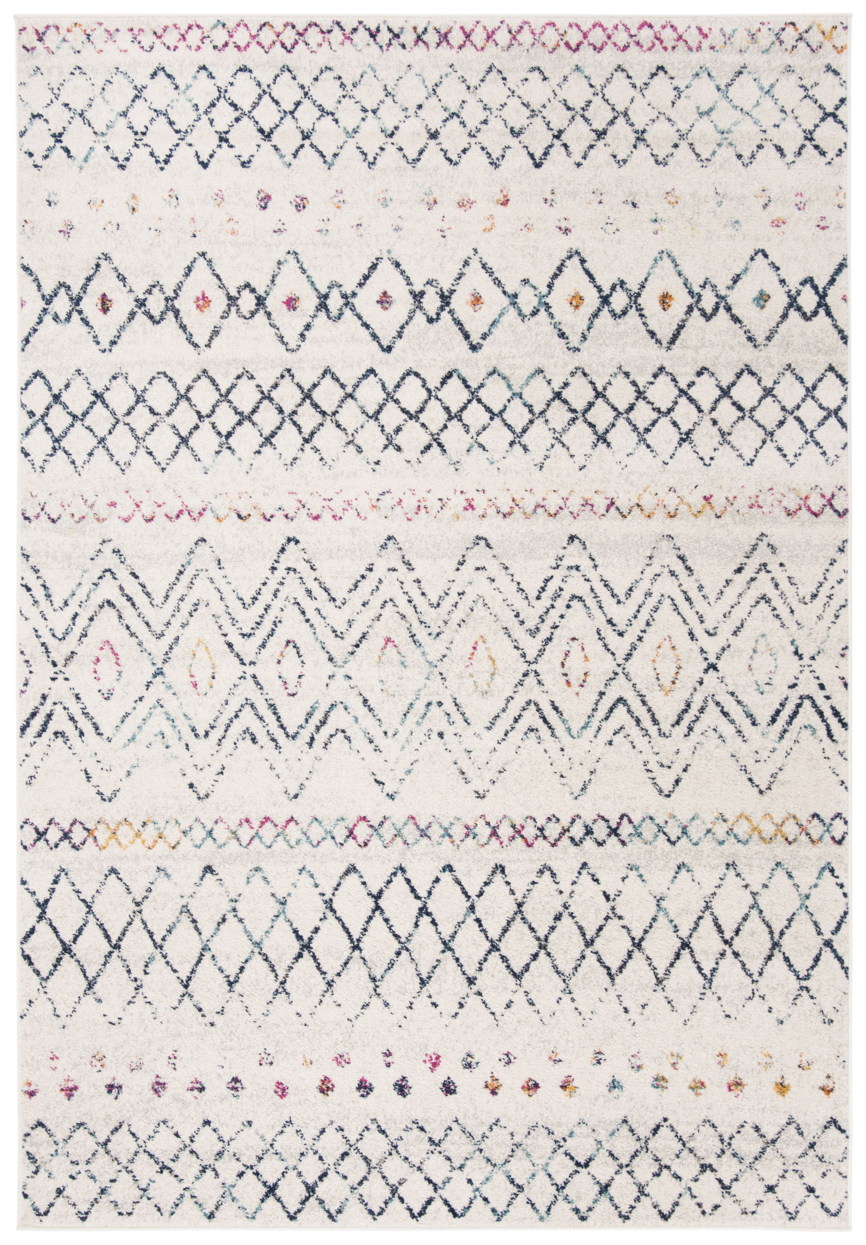 SAFAVIEH Madison Hannah Geometric Area Rug, Ivory/Navy, 4' x 6'
