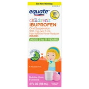 Equate Children's Ibuprofen Oral Suspension 100 mg per 5 mL (NSAID), Bubble Gum Flavor, 4 Fluid ounce (US)