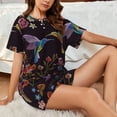 thumbnail image 6 of Kdxio Humming Bird Print Pajamas Sets for Women Short-Sleeved Pjs with Lounge Shorts Two Piece Sleepwear S-4XL, 6 of 8