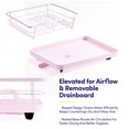 thumbnail image 4 of 3-Piece Multi-Functional Dish Drying Rack with Drain Board & Utensil Holder, Pale Pink, 4 of 5