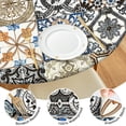 thumbnail image 4 of Elastic Round Tablecloth Floral Bohemian Print, 44 Inch Fits 38"-42" Tables, Stain Resistant Vinyl for Holiday Gatherings & Meals, 4 of 7