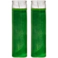 thumbnail image 2 of Green Candles in Glass, Set of 3, 8” Tall - Great for Home Decor, Unscented 5-Day Candles, Holiday Candle Paraffin Wax, 2 of 2