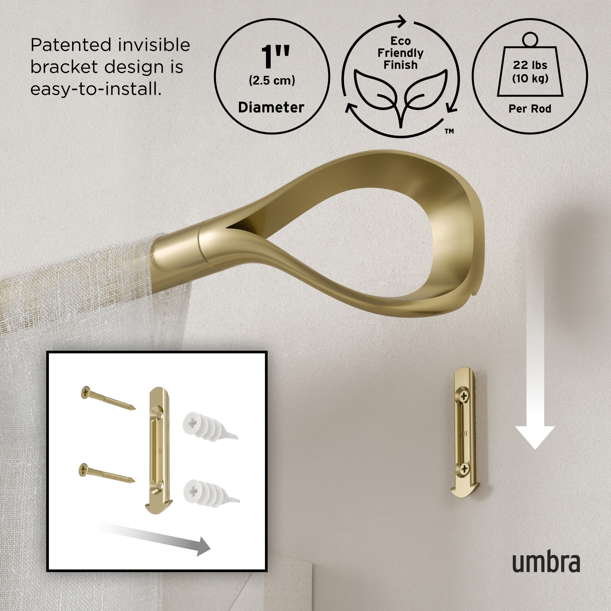 Umbra Loop 1" (2.5 cm) Curtain Rod, 42-120" (107-305 cm)