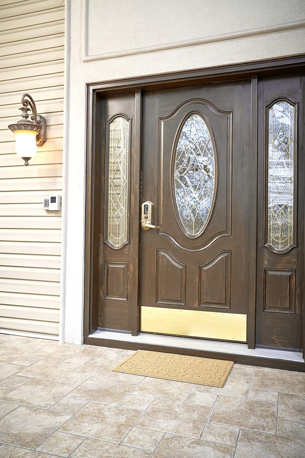 Front Door Mat, 2-Pack Rubber Mat, Indoor Outdoor Rug, Easy Clean Doormat, Welcome Mat, Entryway Rug, Non-Slip Mat, Patio, Garage, Waterproof, Mat, Low Profile,18x30, Natural, Victorian Gate