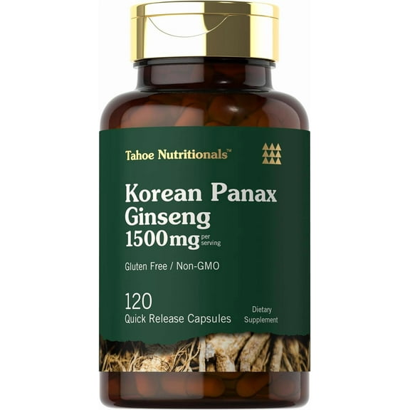 Korean Panax Ginseng | 1500mg | 120 Capsules | for Men and Women | Tahoe Nutritionals by Carlyle