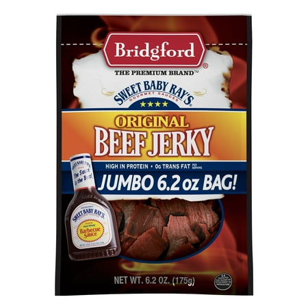 Bridgford 100% Beef Sweet Baby Ray's Original Beef Jerky 6.2oz Resealable Bag