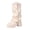 Beige_038, variant on Women's Fall Winter Round Toe Platform Mid Calf Boots, Slouchy Pants Shaft Side Zipper Thick Sole Long Boots Brown 8(EU-40)