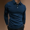thumbnail image 2 of eileial Men's Waffle Knit Long Sleeve Casual Polo Shirts,Navy XL, 2 of 5