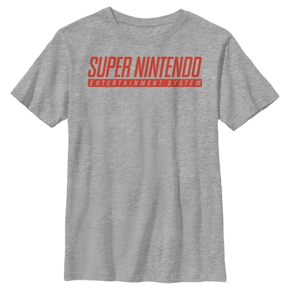 Boy's Nintendo Super Nintendo Entertainment System Logo Graphic Tee Athletic Heather X Large