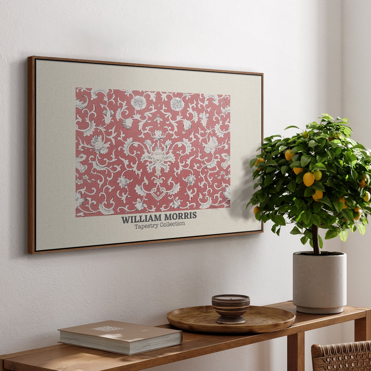 Vintage Abstract Print-LI Framed in Walnut Wood Gallery Wrapped Canvas 25 in. x 37 in.