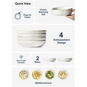 LE TAUCI Large Salad Bowls, 8 Inch Ceramic Pasta Plates, 36 Ounce Pasta Bowls and Serving Bowls, Soup Bowl, Set of 4, Arctic White