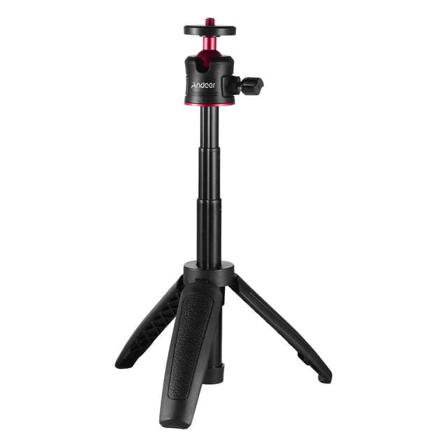 Andoer MT-08 Mini Extendable Desktop Tripod Handheld Photography Bracket Stand with Flexible Ballhead 1/4 Inch Screw Mount for Selfie Travel Vlogging