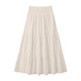 thumbnail image 4 of Wxolcjlv Women's Solid Tiered Maxi Skirt Smocked Waist Gathered Ruffle Layer Flared Silhouette Skirts, 4 of 5