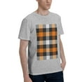 thumbnail image 2 of Bingfone Orange Plaid Men'S Loose Fit Short-Sleeve Pocket T-Shirt, 2 of 7