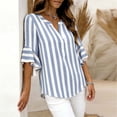 thumbnail image 6 of CYMMPU Cotton Linen Tops for Women Vertical Striped Summer Linen Shirts Casual Button Down 2026 Short Sleeve Gauze Top Blouse Shirts Light Blue M, 6 of 8