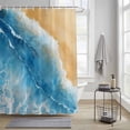 thumbnail image 4 of Abstract Waves Shower Curtains for Bathroom, Ocean Spray Beach Watercolor Surrealism Washable Fabric Shower Curtain with Hooks Waterproof Bathroom Decor Sets, 72 x 72 Inches, 4 of 9
