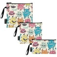 thumbnail image 2 of Haosy 3 Pack Reusable Ziploc Bags BPA Free Healthy Food Storage Bag Leakproof Sandwich Snack Freezer Bags Cartoon Lovely Monsters, 2 of 7