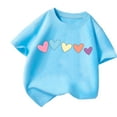 thumbnail image 2 of Light Blue Girls Shirt | Kids Short Sleeve T-Shirt with Hearts | Soft Cotton Tee for Girls, Cute Casual Top for Kids Sizes 4T to 12,Size 2 T, 2 of 3