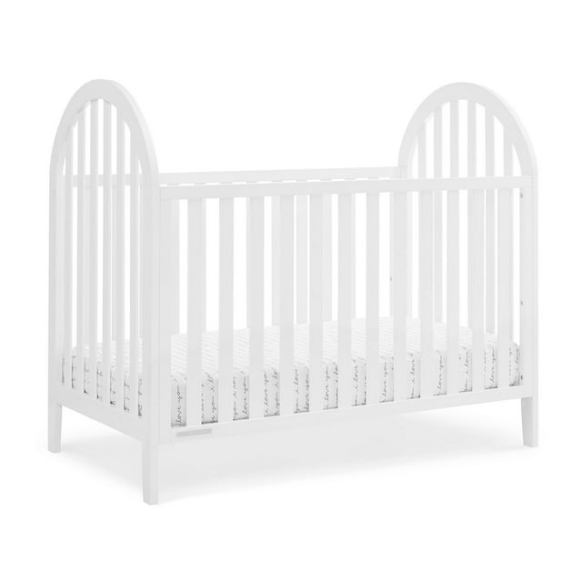 Delta Children Milano 4-in-1 Convertible Crib - Greenguard Gold Certified, Bianca White