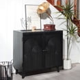 thumbnail image 2 of Modern black cabinet with embossed door for living room hallway or entryway is easy to assemble, 2 of 6