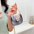 thumbnail image 3 of Bolso de hombro para mujer Bolso bandolera simple de cuero PU Bolso bandolera con cadena (Negro), 3 of 7