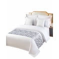thumbnail image 2 of Xipuska Summer Retro Ocean Bed Runners for King Size Bed, Decorative Bed Throws for Foot of Bed, Grey Coral Starfish Vintage Conch Bed Runner Sofa Throw Bedding Scarf Protector Slipcover for Bedroom, 2 of 6