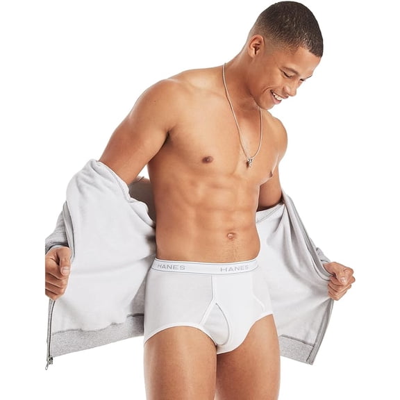 Hanes Ultimate Men's 3-Pack Classics Full Rise Brief, White, Large