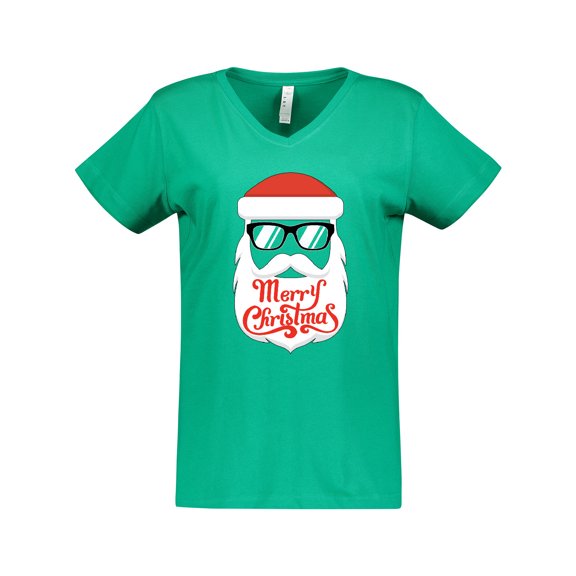 Inktastic Hipster Santa Women's V-Neck T-Shirt