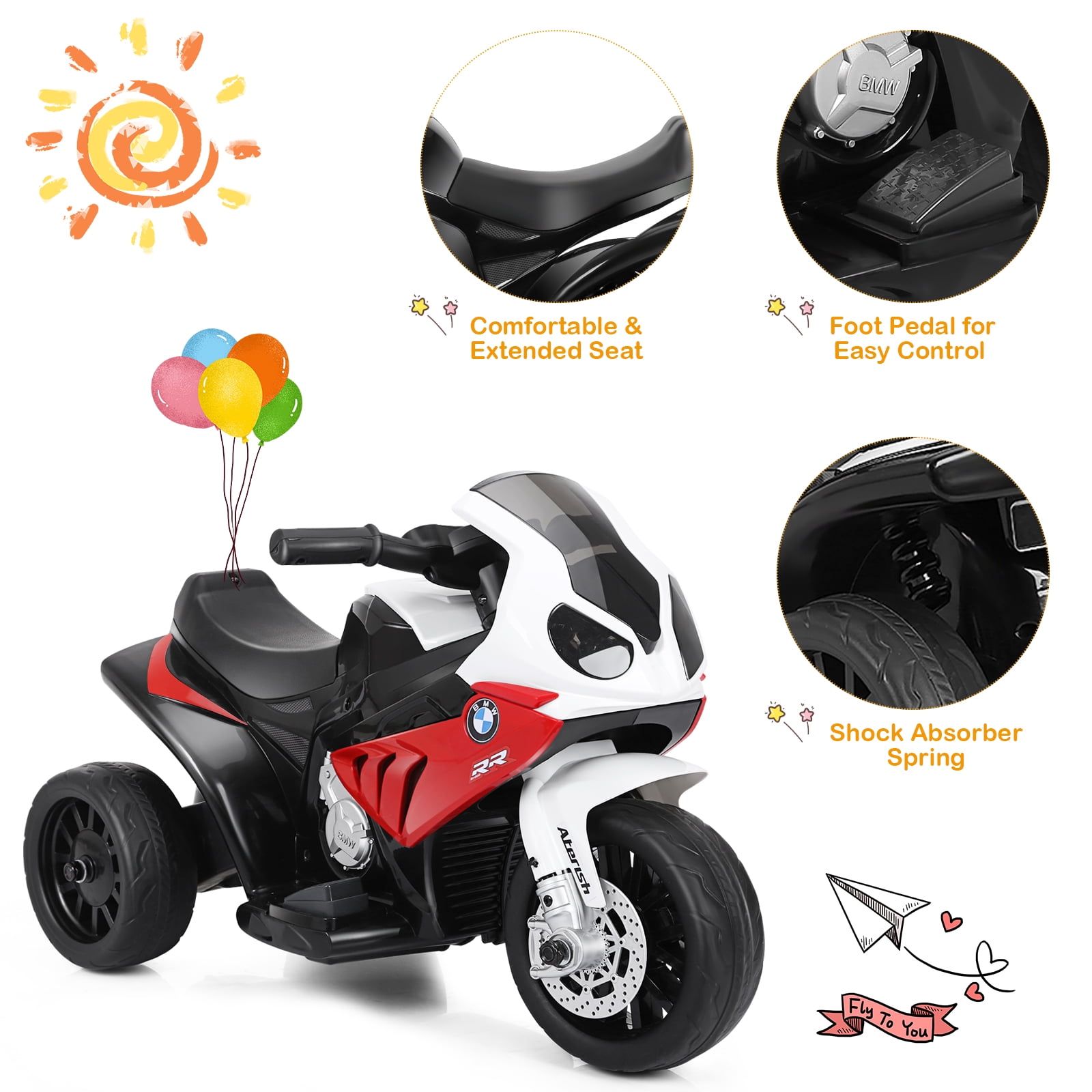 Topbuy Red 6 V BMW Motorcycle Powered Ride-On