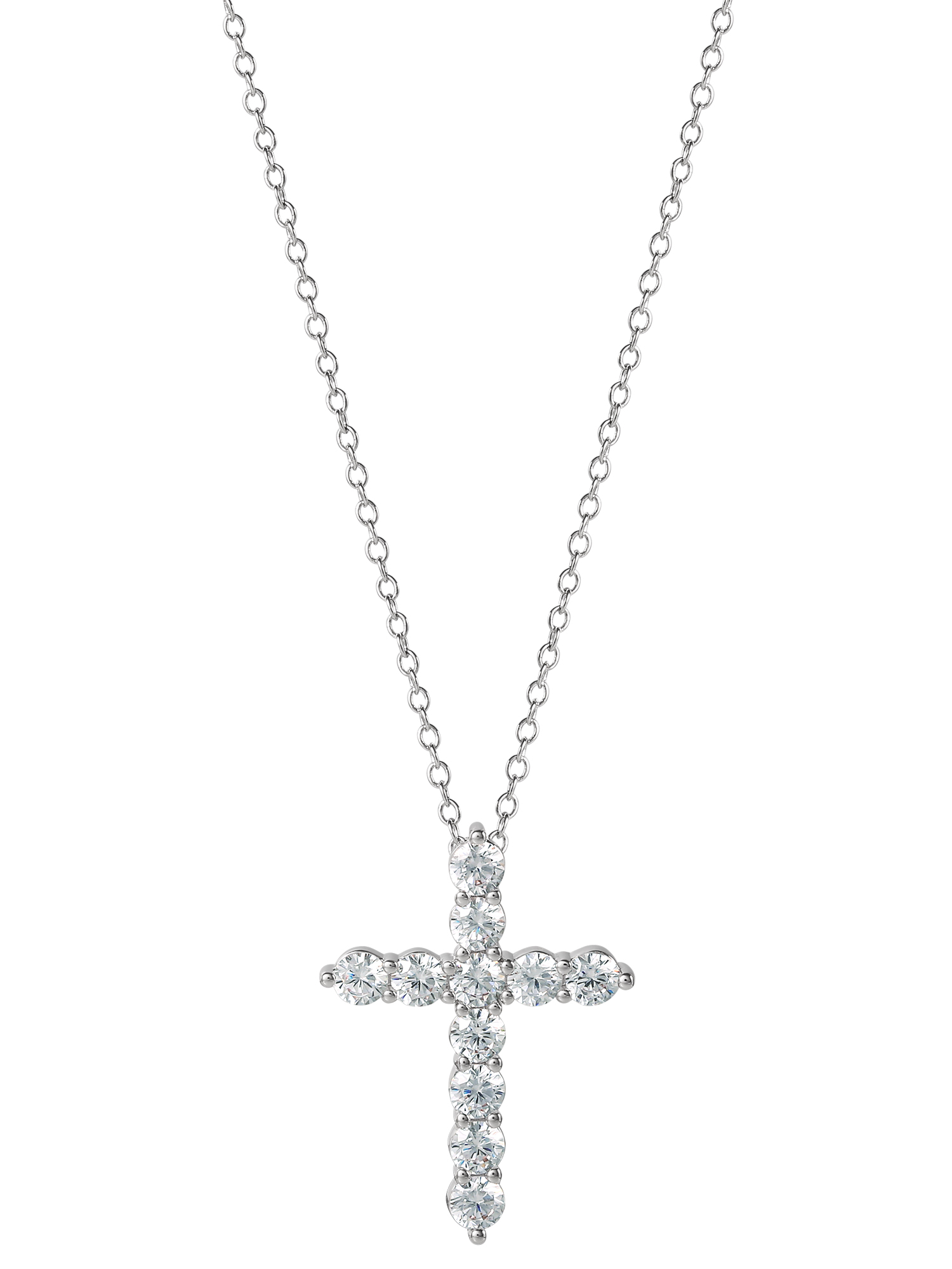 Believe by Brilliance Women's Silver Cross Cubic Zirconia Pendant Necklace photo 2