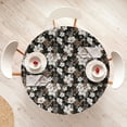 thumbnail image 4 of Ambesonne Spring Fitted Round Tablecloth, Flowers of the Night Print, 56"- 60" Diameter, Charcoal Grey and Umber, 4 of 5