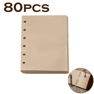 Holloyiver A6 Blank Vintage Refillable Paper, Retro A6 Binder Refills Paper for 6-Ring Binders Planner Traveller Journal Notebook Dairy, Blank Filler Paper, 80 Sheets 160 Pages, Blank